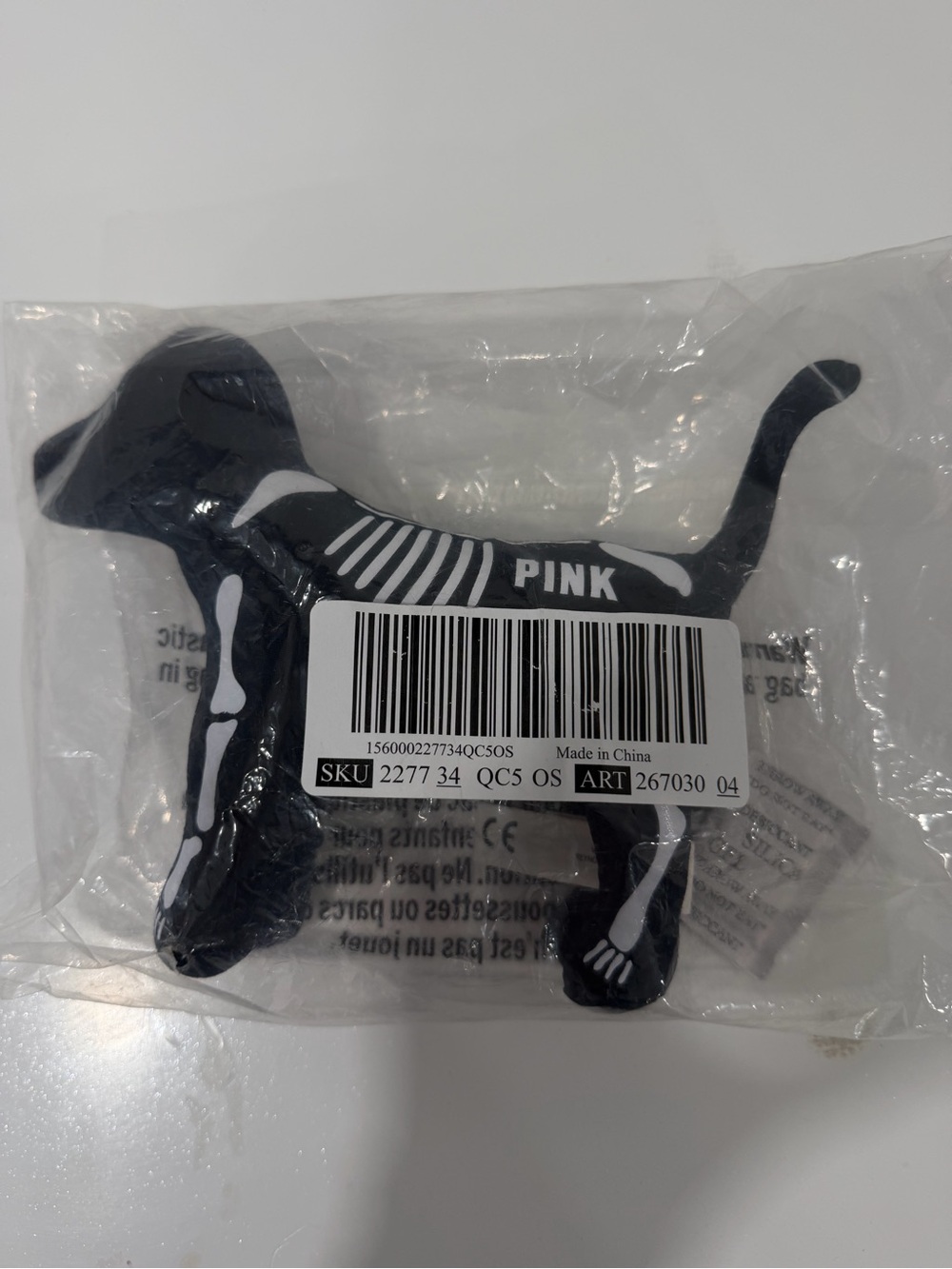 PINK Victoria's Secret Black Dog Bone-Shaped Skeleton Toy